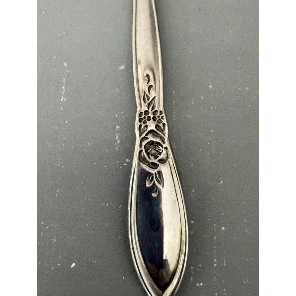 Oneida Community Spring Rose Pierced Sugar Spoon Stainless Betty Crocker